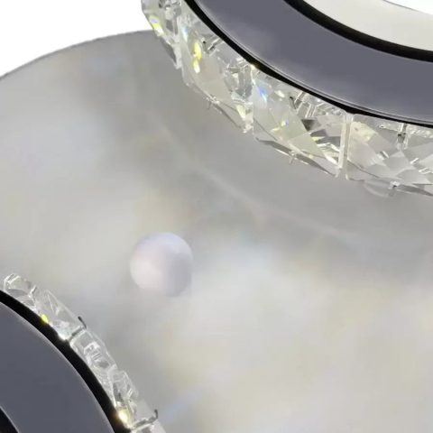 Lustra LED cu telecomanda si cristal NOVA ROTONDA 29W, 2 Cercuri, lumina Rece/Calda/Neutra, Alb [1]