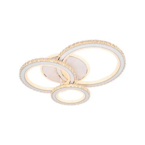 Lustra LED cu telecomanda si cristal NOVA ROTONDA RGB 154W, 3 Cercuri, lumina Rece/Calda/Neutra, Dimabila, Alb [3]