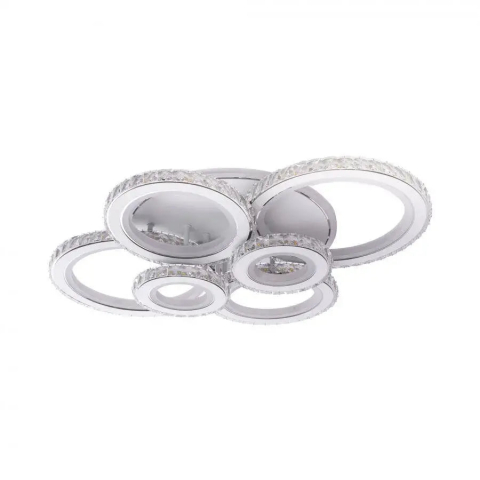 Lustra LED cu telecomanda si cristal NOVA ROTONDA RGB 154W, 6 Cercuri, lumina Rece/Calda/Neutra, Dimabila, Alb [2]