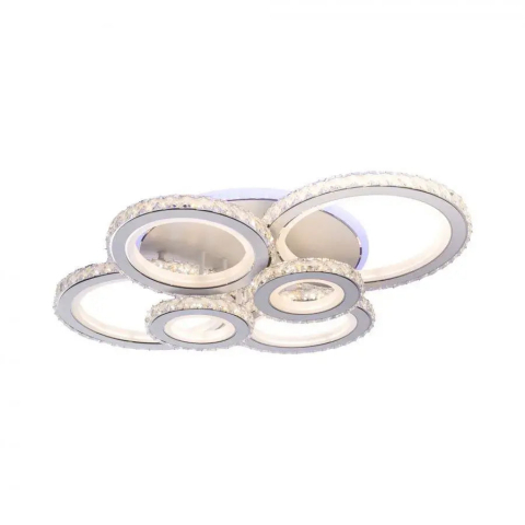 Lustra LED cu telecomanda si cristal NOVA ROTONDA RGB 154W, 6 Cercuri, lumina Rece/Calda/Neutra, Dimabila, Alb [3]