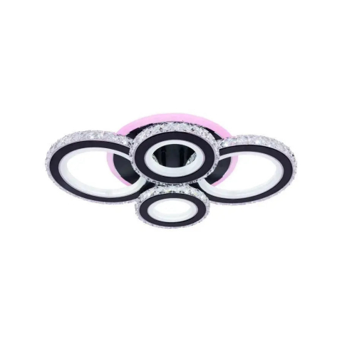 Lustra LED cu telecomanda si cristal NOVA ROTONDA RGB 68W, 4 Cercuri, lumina Rece/Calda/Neutra, Dimabila, Negru [2]