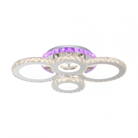 Lustra LED cu telecomanda si cristal NOVA ROTONDA RGB 72W, 4 Cercuri, lumina Rece/Calda/Neutra, Dimabila [3]