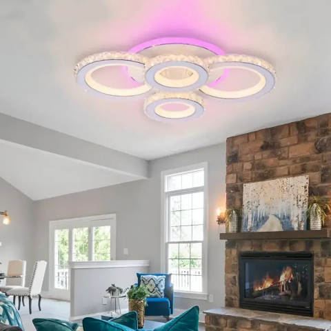 Lustre LED & Cristale - Lustra Led Maroja cu Telecomanda, 158W, Acril si Cristal, Dimabila, RGB