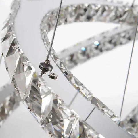 Lustra LED cu Telecomanda Helen, 58W, Lumina Rece/Calda/Neutra, Dimabila, Metal si Cristal [1]