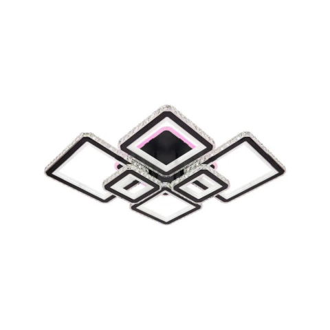 Lustra LED cu telecomanda si cristal QUADRIS RGB 330W, 6 Patrate, lumina Rece/Calda/Neutra, Dimabila, Negru [3]