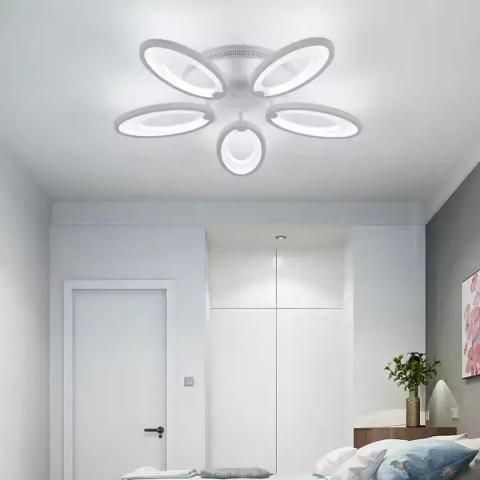 Lustra LED cu telecomanda SUNFLOWER 54W, 5 Elemente, lumina Rece/Calda/Neutra, Dimabila, Alb [2]