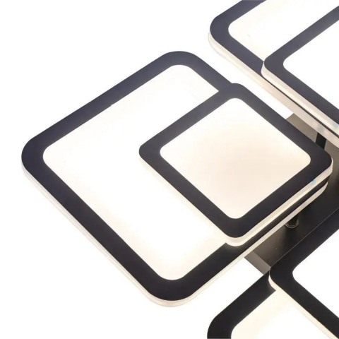 Lustra LED cu telecomanda SUSAN, 77W, 4 Patrate, lumina Rece/Calda/Neutra, Dimabila, Negru [1]