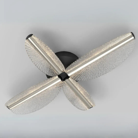 Lustre LED - Lustra LED cu Telecomanda TULLIO 35W, 4 Petale, lumina Rece/Calda/Neutra, Dimabila, Negru