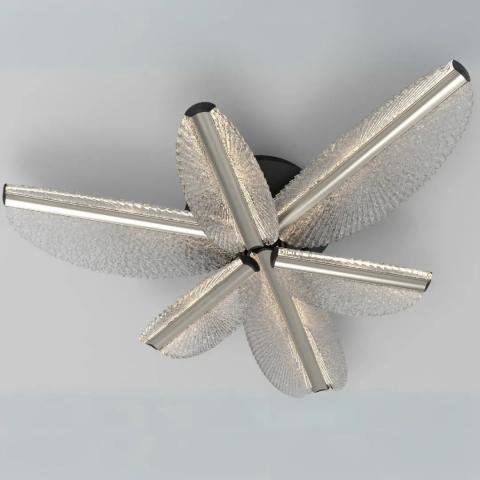 Lustre LED - Lustra LED cu Telecomanda TULLIO 35W, 6 Petale, lumina Rece/Calda/Neutra, Dimabila, Negru