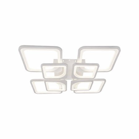 Lustre LED - Lustra LED 150W, telecomanda, 8 Patrate, Dimabila, Design Modern Alb