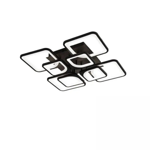 Lustră LED cu telecomandă – 8 pătrate, 130W, finisaj negru elegant, design modern / ZOE [1]