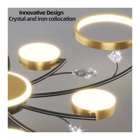 Lustra LED cu Telecomnda KARINA, 65W, 8 Elemente, Lumina Calda/Rece/Neutra, Dimabila, Auriu [2]