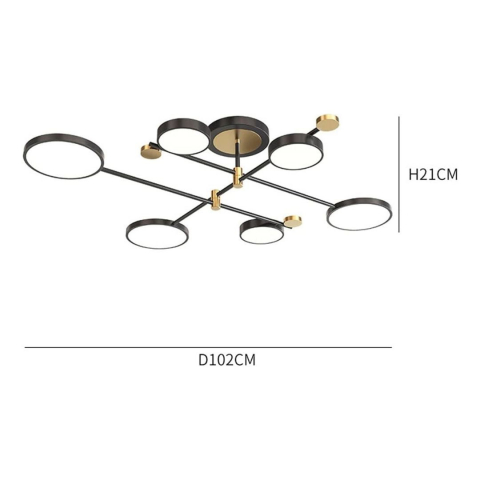 Lustra LED cu Telecomnda MARIA, 63W, 6 Elemente, Lumina Calda/Rece/Neutra, Dimabila, Negru [3]