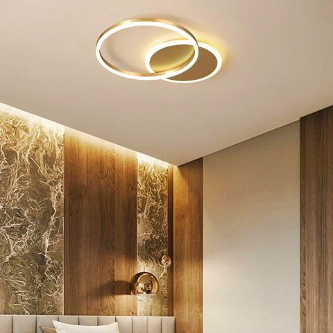 Lustra LED Dario, 2 Cercuri, 36W, Lumina Rece/Calda/Neutra, Auriu [3]