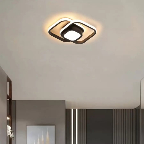 Lustre LED - Lustra LED DUOFORM, 17W, 3 Patrate, lumina Rece/Calda/Neutra, Negru