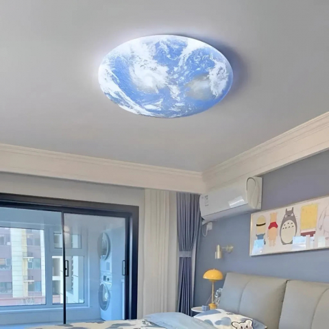 Lustre LED Aplicate - Lustra LED EARTH 32W, Diametru 35cm, lumina Rece/Calda/Neutra, Albastru