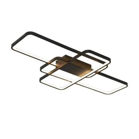 Lustra LED geometrica 96W cu telecomanda, 3 elemente, dimabila, negru modern [8]