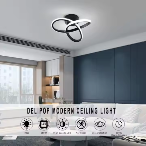 Lustra LED Infinity 26W, 3 Tipuri de Lumina, Finisaj Negru – Design Modern si Iluminare Versatila pentru Spatii de Pana la 15m² [4]