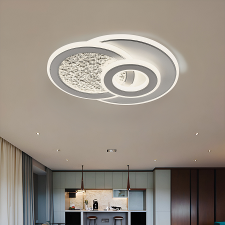 Lustra LED moderna 34W cu 3 cercuri si lumina reglabila rece calda neutra alb [2]