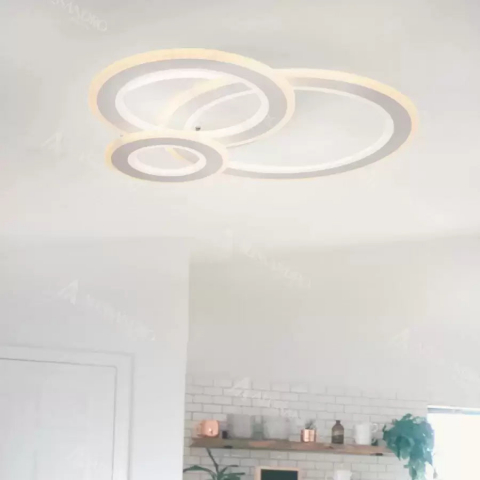 Lustre LED - Lustra LED KYLIE 77W, 3 Cercuri, lumina Rece/Calda/Neutra, Alb