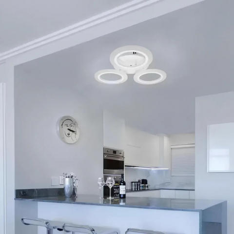 Lustre LED Aplicate - Lustra LED 24W, 3 Cercuri, Alb, Lumina Neutra – Moderna