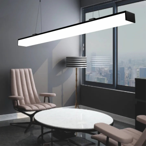 Lustre LED - Lustra LED MARTINA 54W, Liniara, lumina Neutra, 4000K, Negru