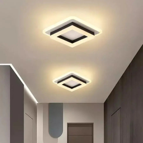 Lustra LED  patrata 29W, lumina reglabila rece-calda-neutra, finisaj negru, 20 cm [2]