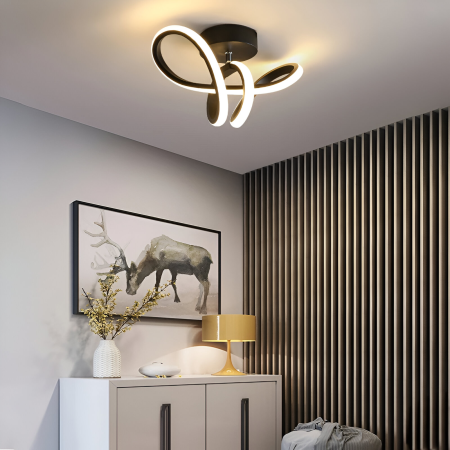 Lustră LED modernă, 36W, finisaj negru, lumină rece/caldă/neutră, model ondulat [2]