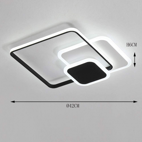 Lustra LED moderna 75W cu telecomanda, design abstract cu 3 patrate negre, dimabila, lumina rece/calda/neutra pentru living si spatii elegante [4]