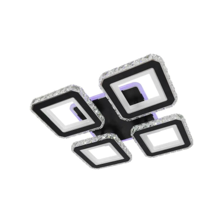 Lustra LED Alessandro, moderna, 4 patrate, lumina RGB, negru crom, diametru 35cm, inaltime 8cm [4]