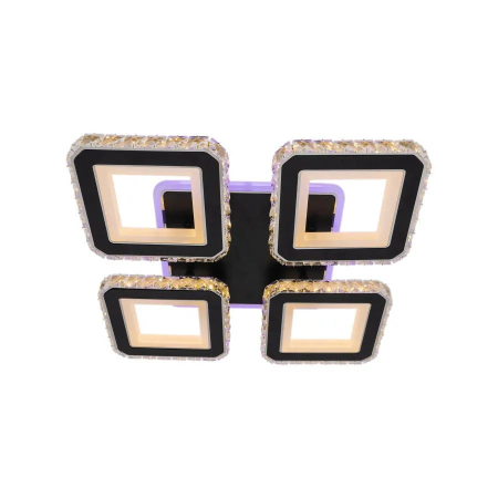 Lustra LED Alessandro, moderna, 4 patrate, lumina RGB, negru crom, diametru 35cm, inaltime 8cm [5]