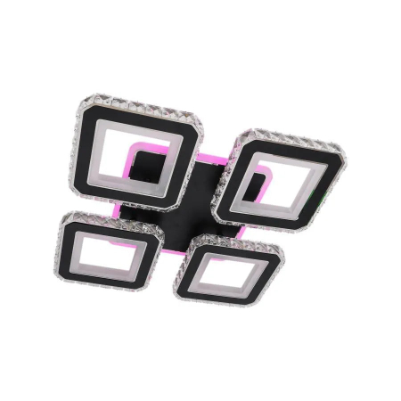 Lustra LED Alessandro, moderna, 4 patrate, lumina RGB, negru crom, diametru 35cm, inaltime 8cm [6]