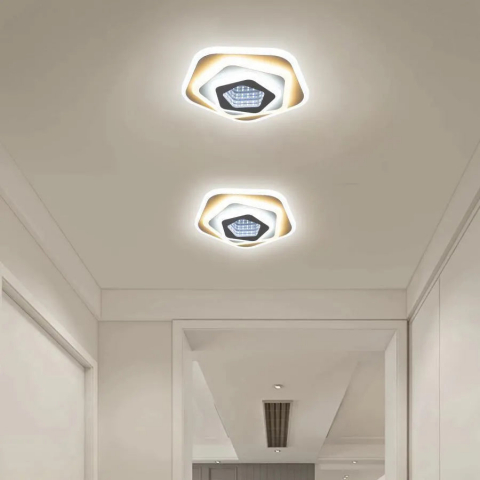 Lustre LED - Lustra LED aplicata 36W, lumina 3 tonuri, design 3D alb mat, 25cm