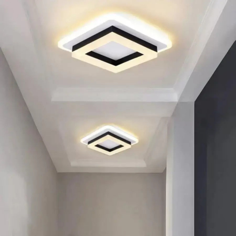 Lustre LED - Lustra LED SOLENA Patrata Alb Negru, 15W, Lumina Rece/Calda/Neutra