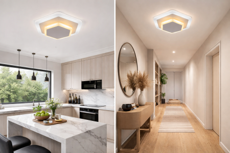 Lustre LED - Lustra LED 36W lumina rece/neutra, design modern alb, aplicata tavan