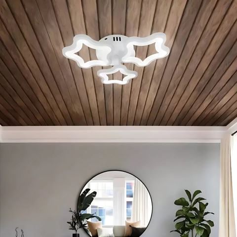 Lustre LED Aplicate - Lustra LED 30W cu 3 forme de stelute, lumina rece alba, design modern pentru dormitor, camera copii, hol, baie, bucatarie