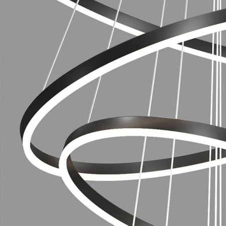 Lustra LED suspendata 100W cu telecomanda, 2 cercuri, lumina reglabila, negru, inaltime ajustabila [3]