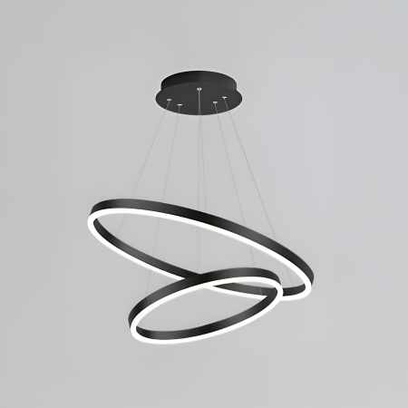 Lustra LED suspendata 100W cu telecomanda, 2 cercuri, lumina reglabila, negru, inaltime ajustabila [4]