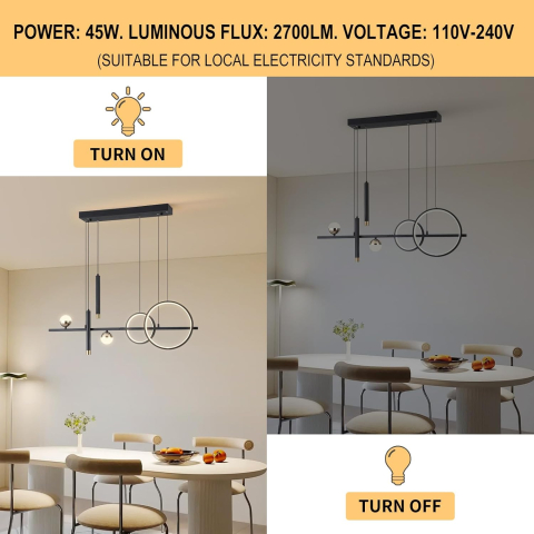 Lustra LED suspendata 80W cu telecomanda, dimabila, lumina calda neutra rece, negru [9]