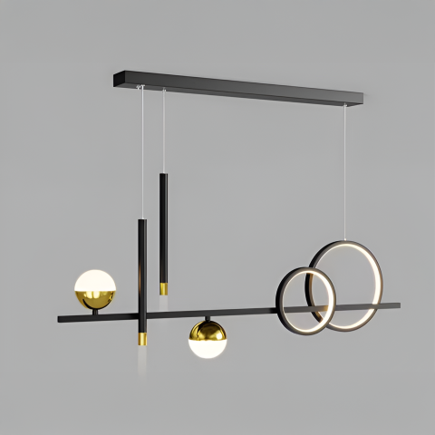 Lustra LED suspendata 80W cu telecomanda, dimabila, lumina calda neutra rece, negru [5]