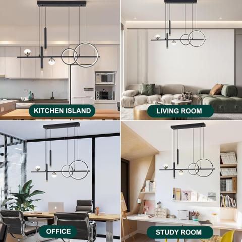 Lustra LED suspendata 80W cu telecomanda, dimabila, lumina calda neutra rece, negru [7]