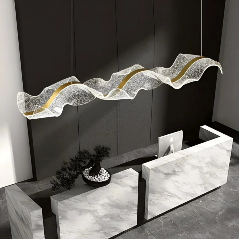 Lustre LED - Lustra LED suspendata AMI 80W, Liniara, lumina Rece/Calda/Neutra, Auriu, Inaltime Reglabila