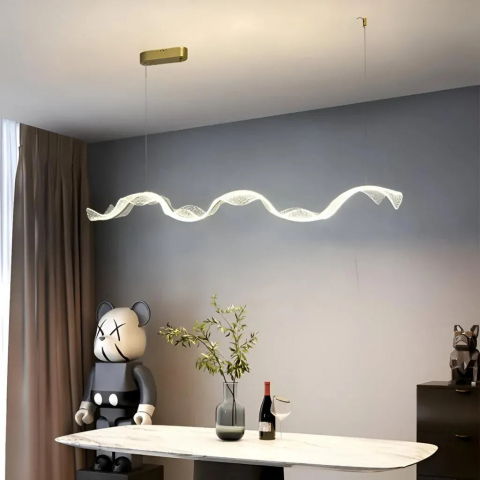 Lustra LED suspendata AMI 80W, Liniara, lumina Rece/Calda/Neutra, Auriu, Inaltime Reglabila [1]