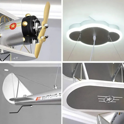 Lustra LED suspendata AVION 148W, lumina Rece/Calda/Neutra, Alb Gri [1]