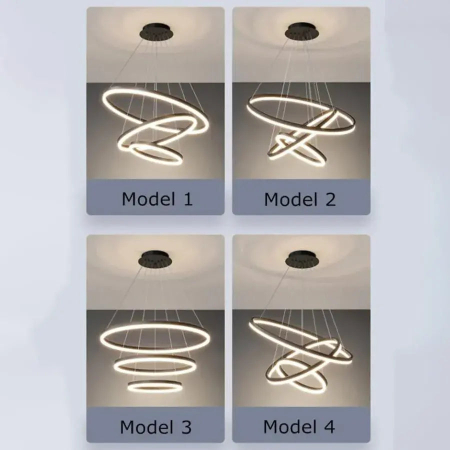 Lustra LED suspendata 130W cu telecomanda, dimabila lumina reglabila neagra [3]