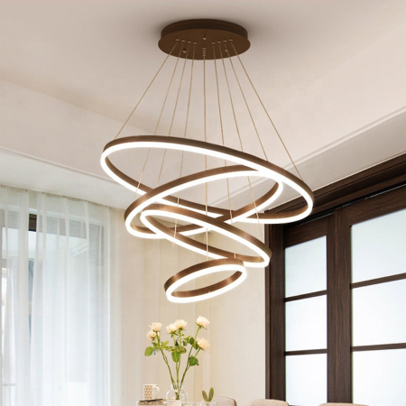 Lustra LED suspendata 130W cu telecomanda, dimabila lumina reglabila neagra [2]