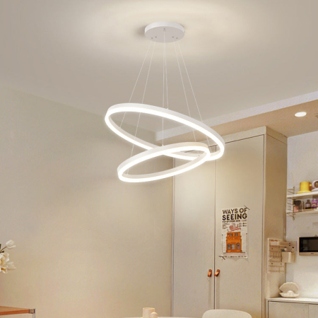 Lustra LED suspendata 42W cu telecomanda si 2 cercuri dimabila lumina reglabila alba [3]