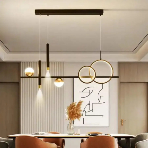 Lustra LED suspendata cu telecomanda DAMARA 55W, lumina Rece/Calda/Neutra, Dimabila, Negru, Inaltime Reglabila [1]