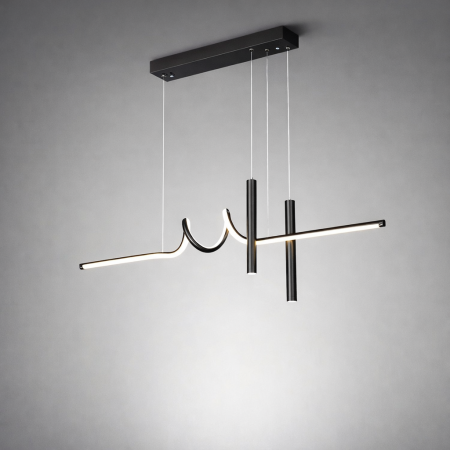 Lustre LED Suspendate - Lustra LED suspendata cu telecomanda, inaltime reglabila, lumina reglabila, finisaj negru