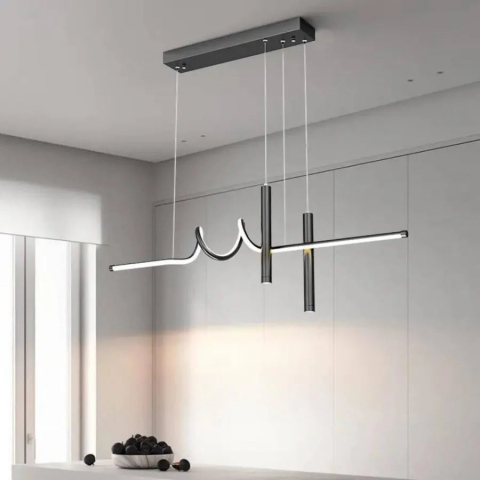 Lustre LED - Lustra LED suspendata cu telecomanda DANNA 35W, lumina Rece/Calda/Neutra, Dimabila, Negru, Inaltime Reglabila